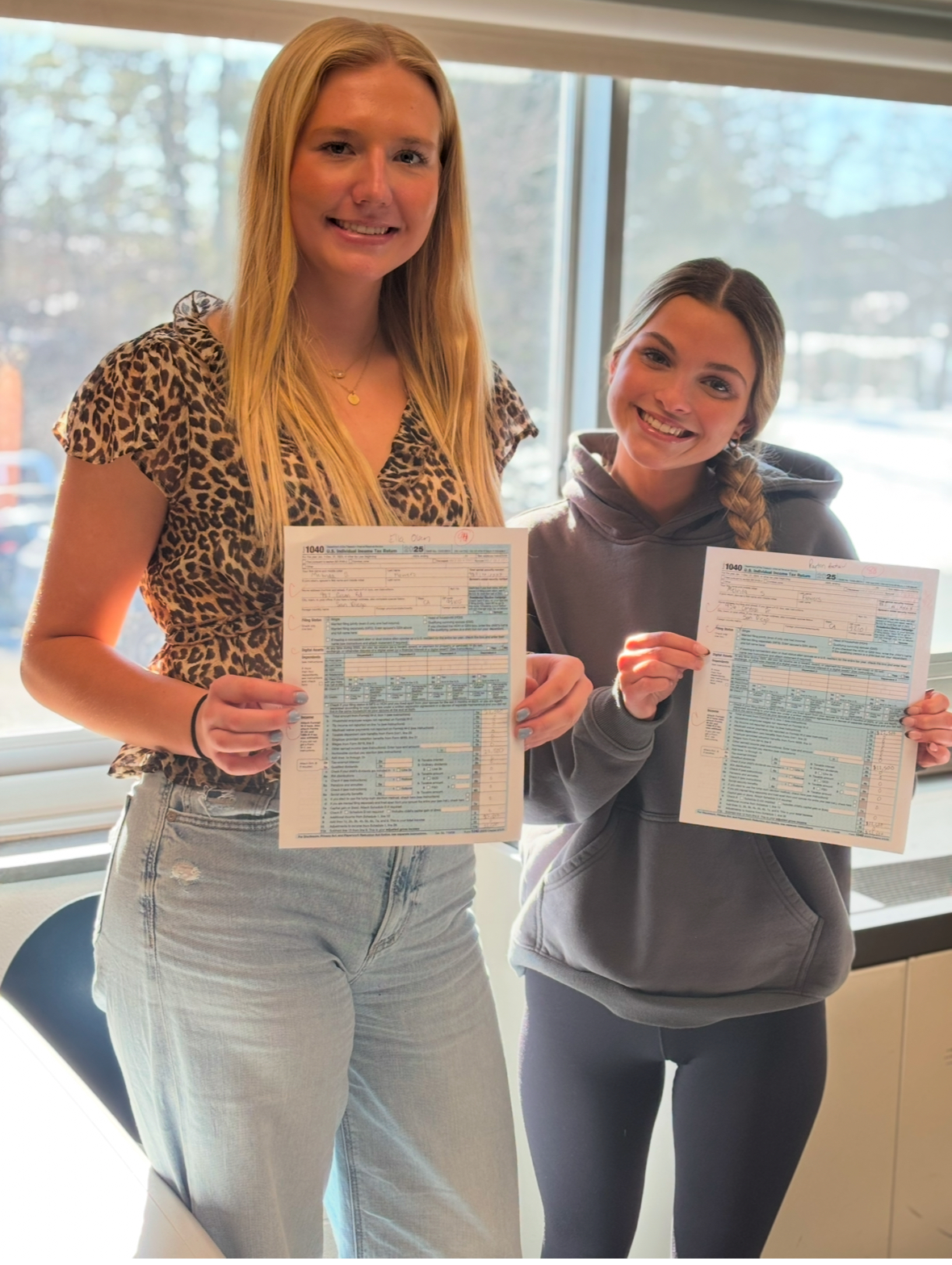 A group of FFA teens walking the hallways of the Jr/Sr High in their Granville FFA jackets