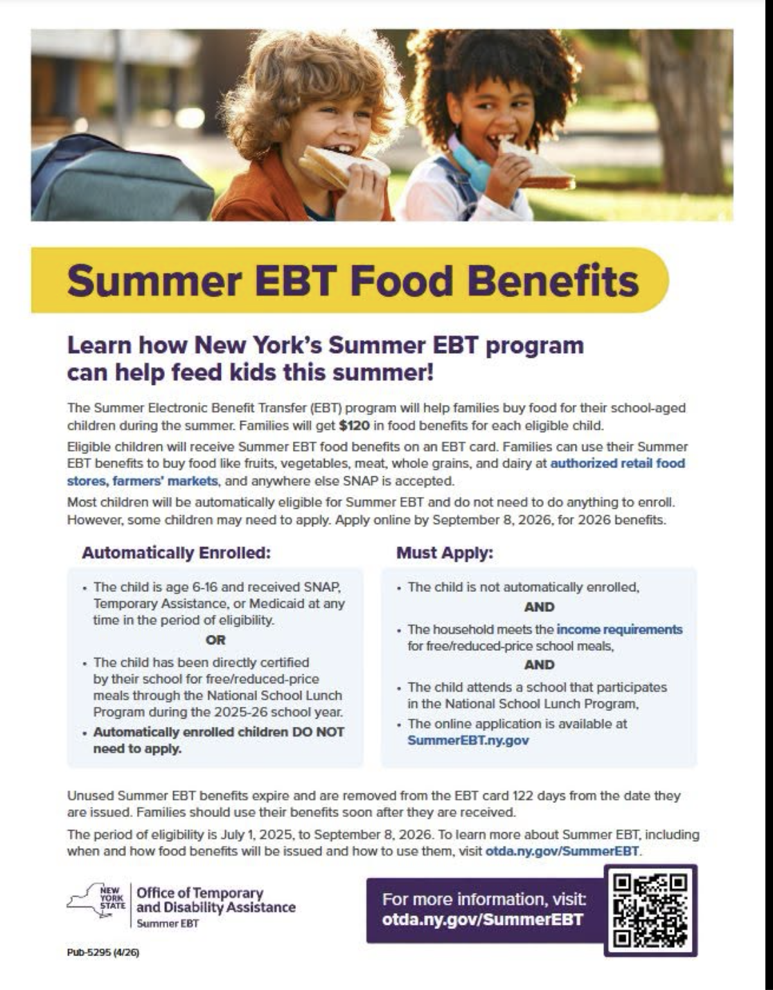 NYS Summer Food Benefits 