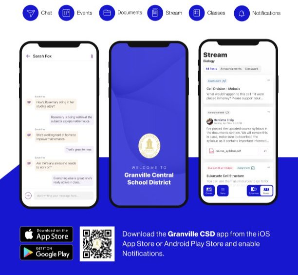 A flyer for Rooms in the Granville CSD App. 