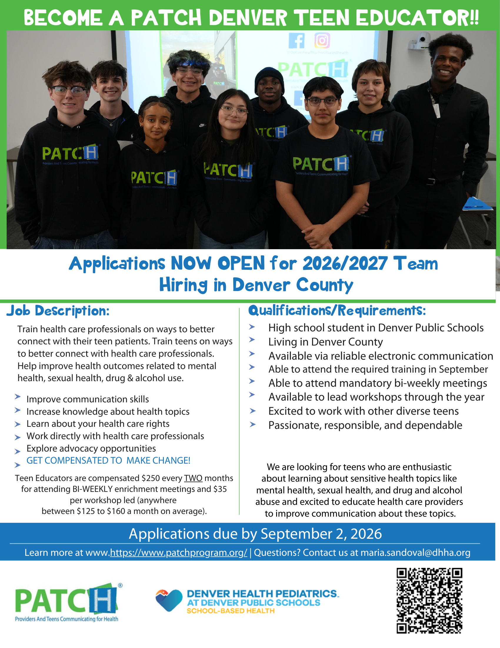 Become a PATCH Denver Teen Educator
