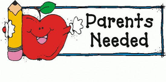 Parents Needed with apple character holding a pencil