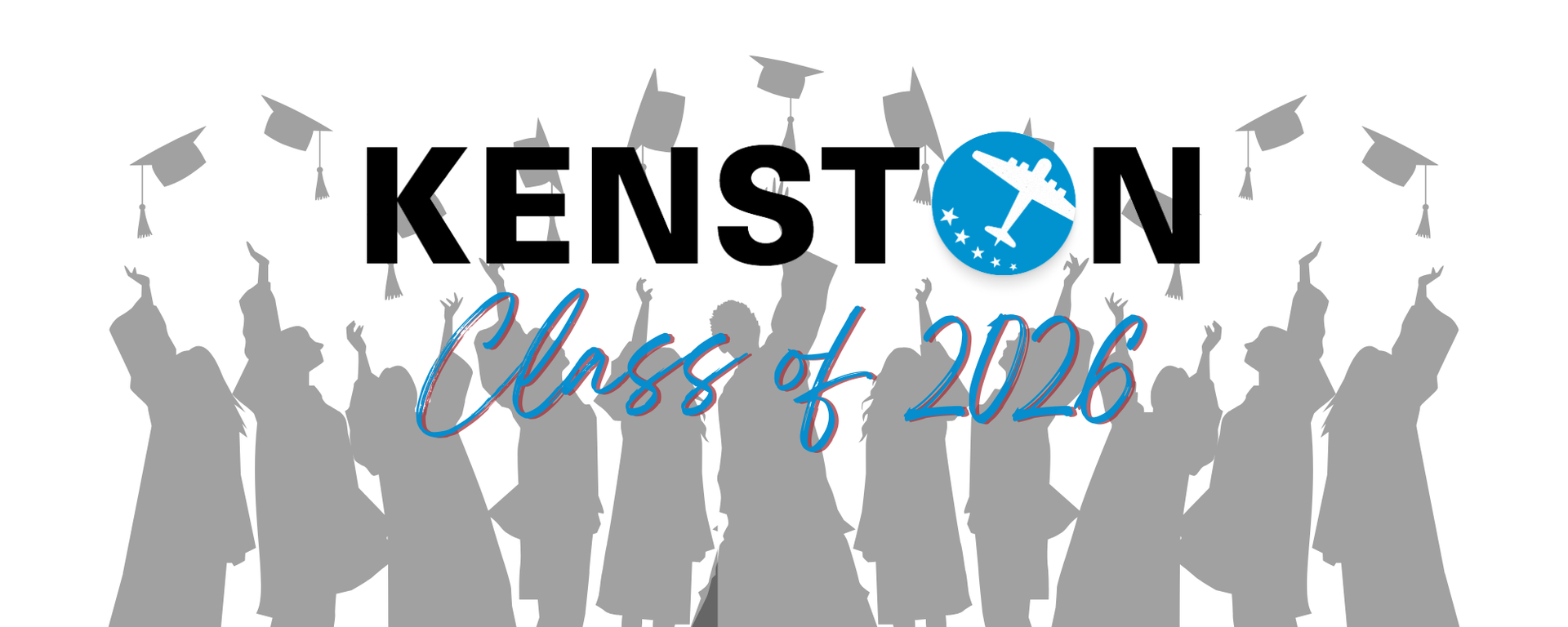 Silhouettes of graduates throwing caps against a blue sky