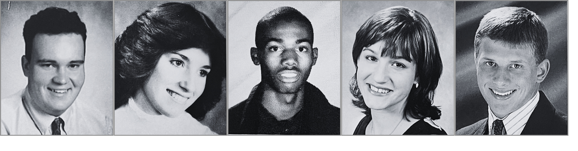 Black and white yearbook pictures of students