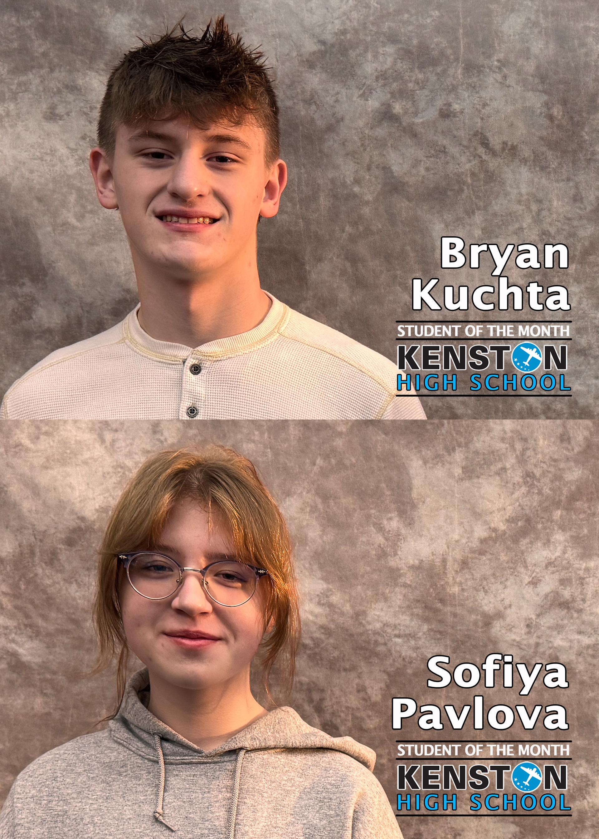 Bryan Kuchta & Sofiya Pavlova KHS Students of the Month - Grade 10