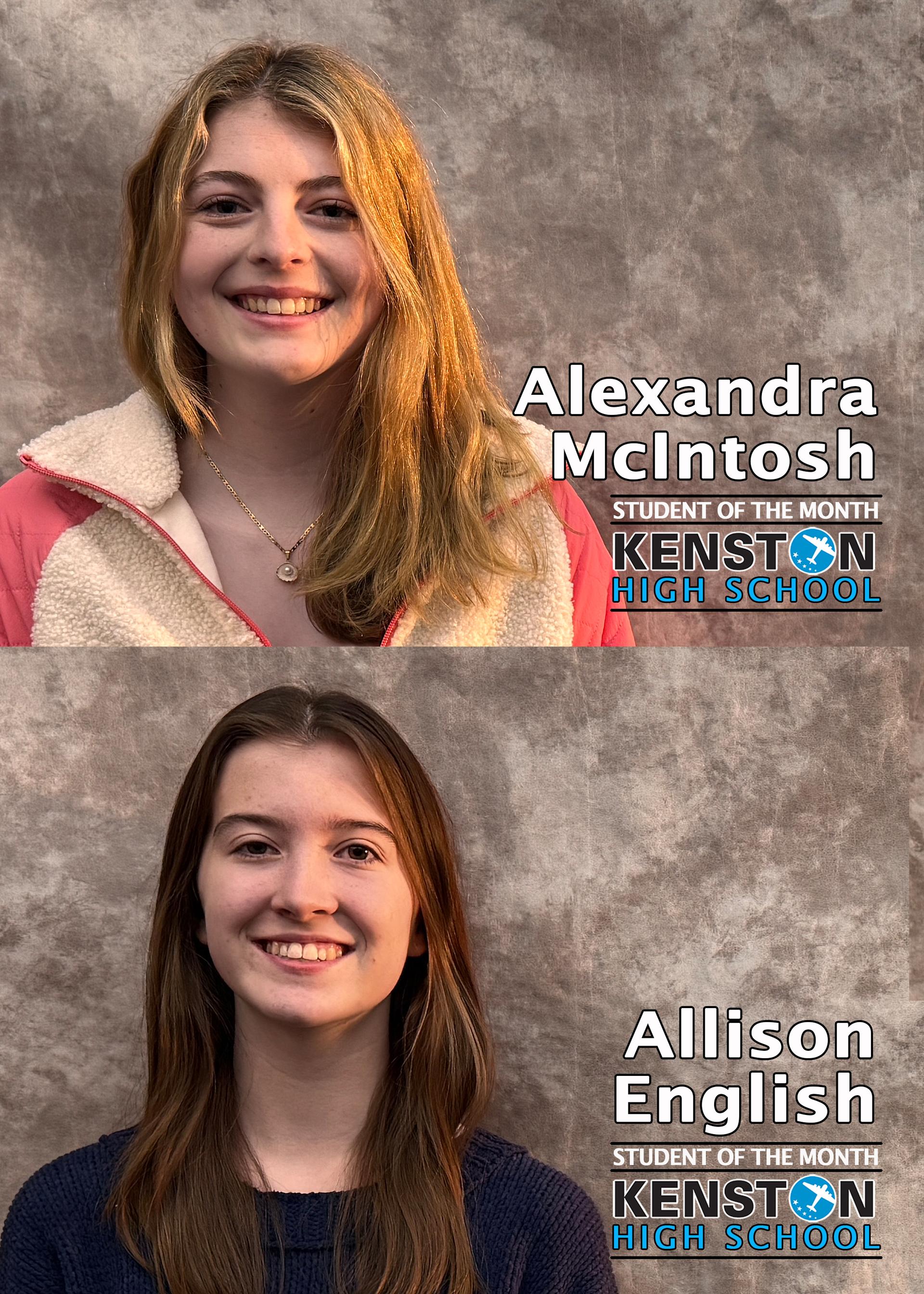 Alexandra McIntosh & Allison English KHS Students of the Month - Grade 12