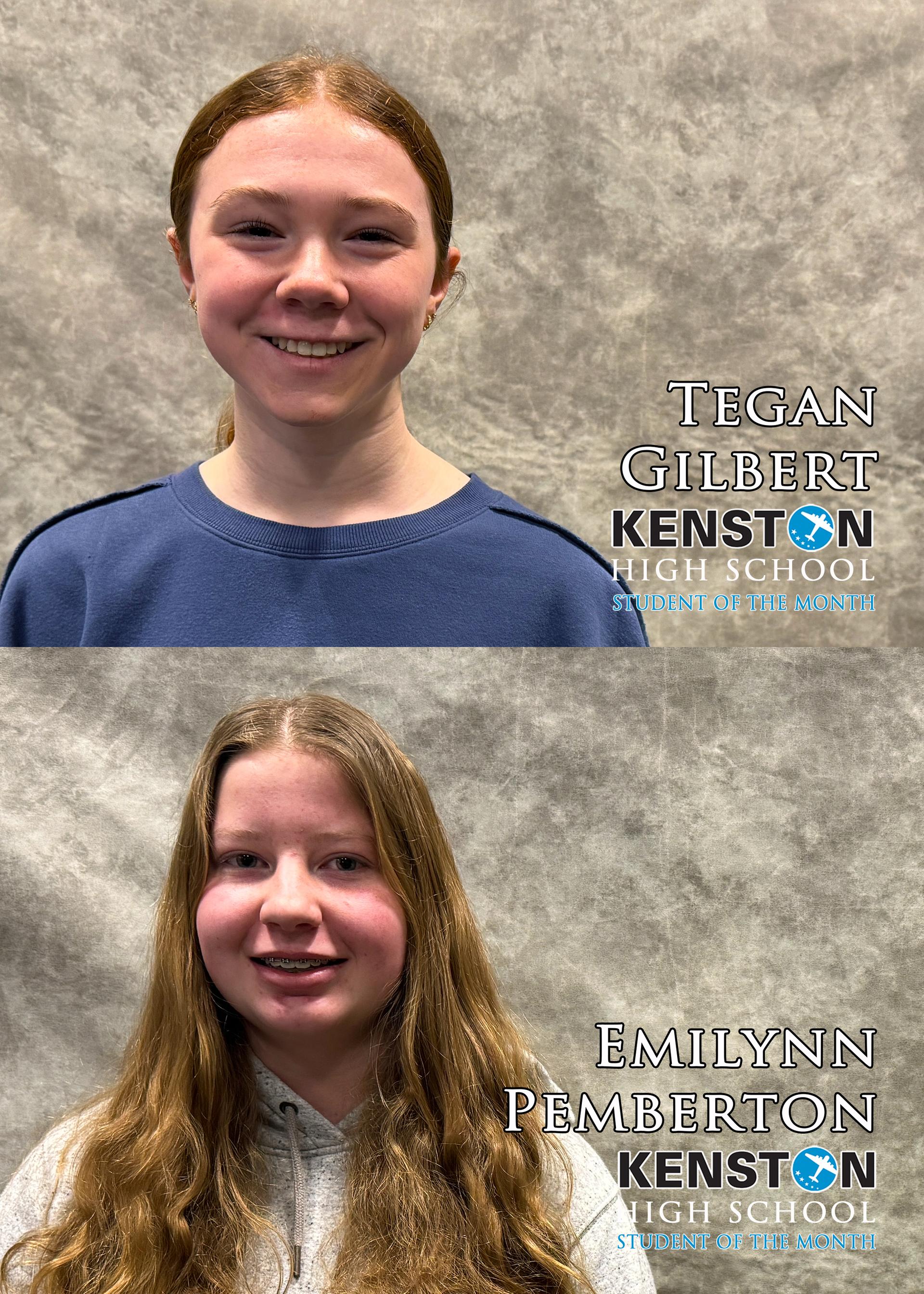 Individual Student of the Month pictures of Tegan Gilbert & Emilynn Pemberton