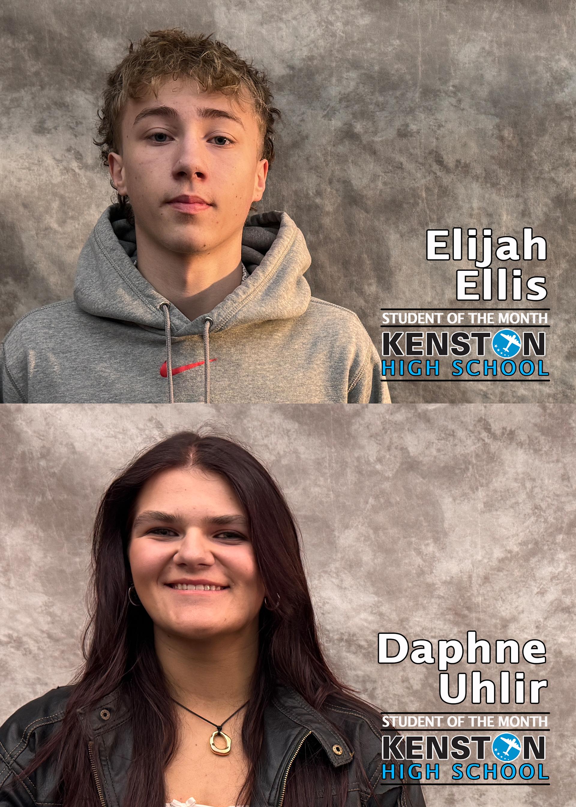 Elijah Ellis & Daphne Uhlir KHS Students of the Month - Grade 11