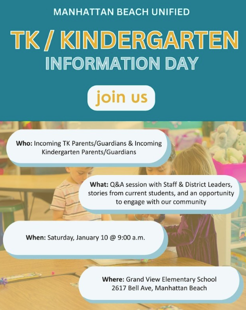 TK / Kinder Info Day on Saturday, January 10th at Grand View