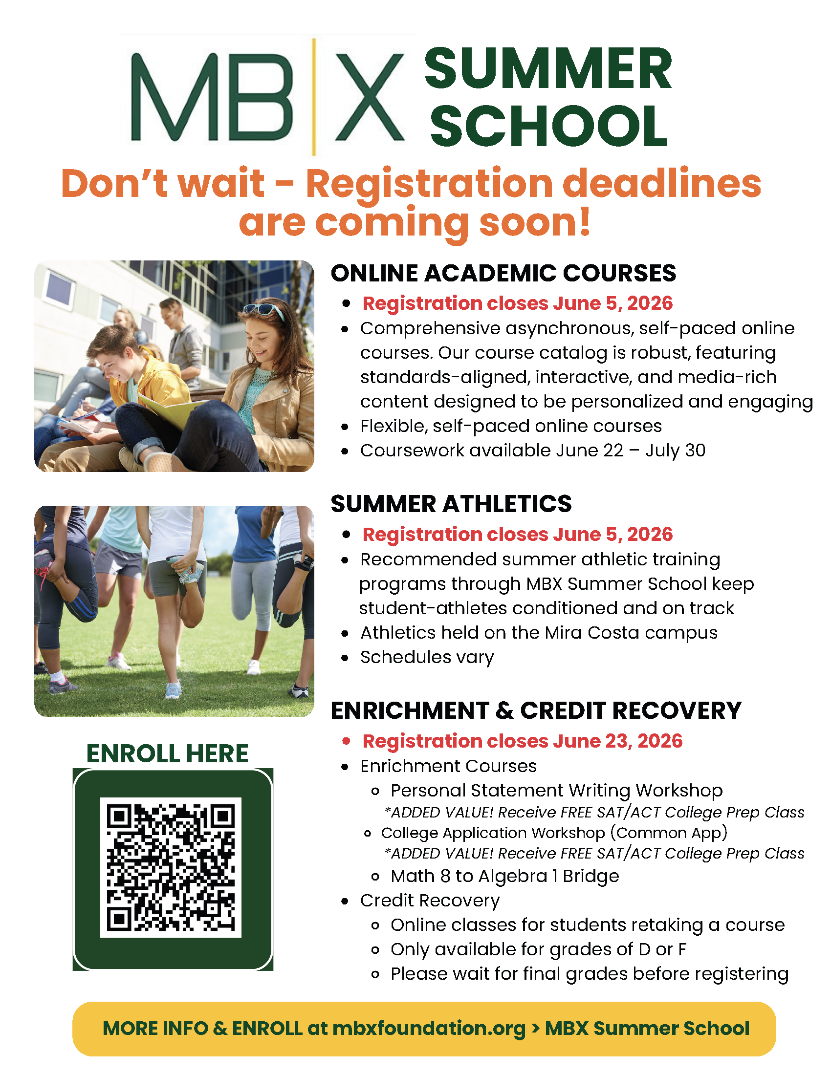 MBX Summer School Registration Deadlines Are Approaching