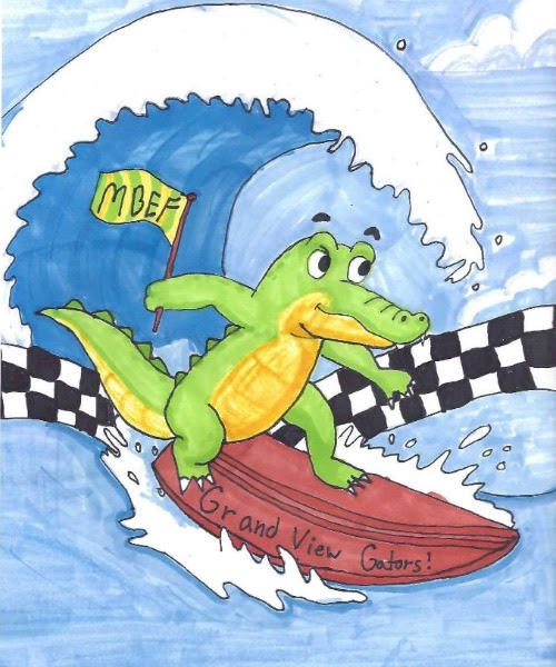 Student's illustration of Gator surfing