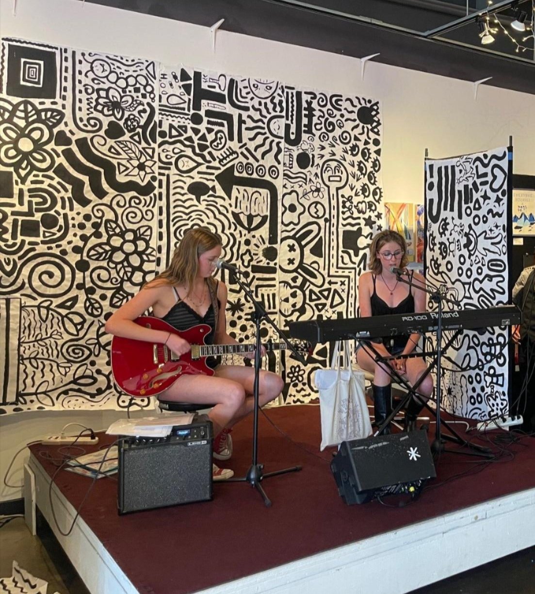 Woman playing guitar