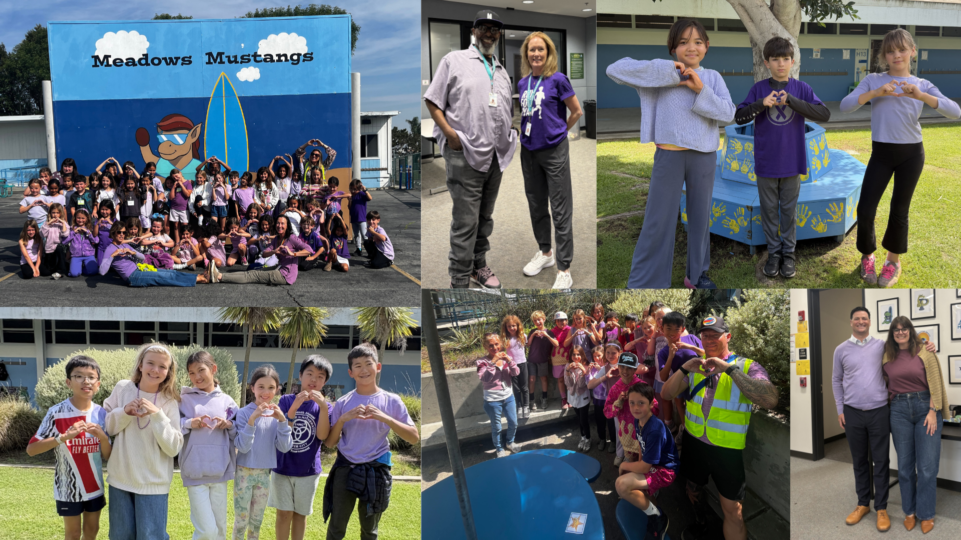 Purple Day at MBUSD - various people modeling their purple!