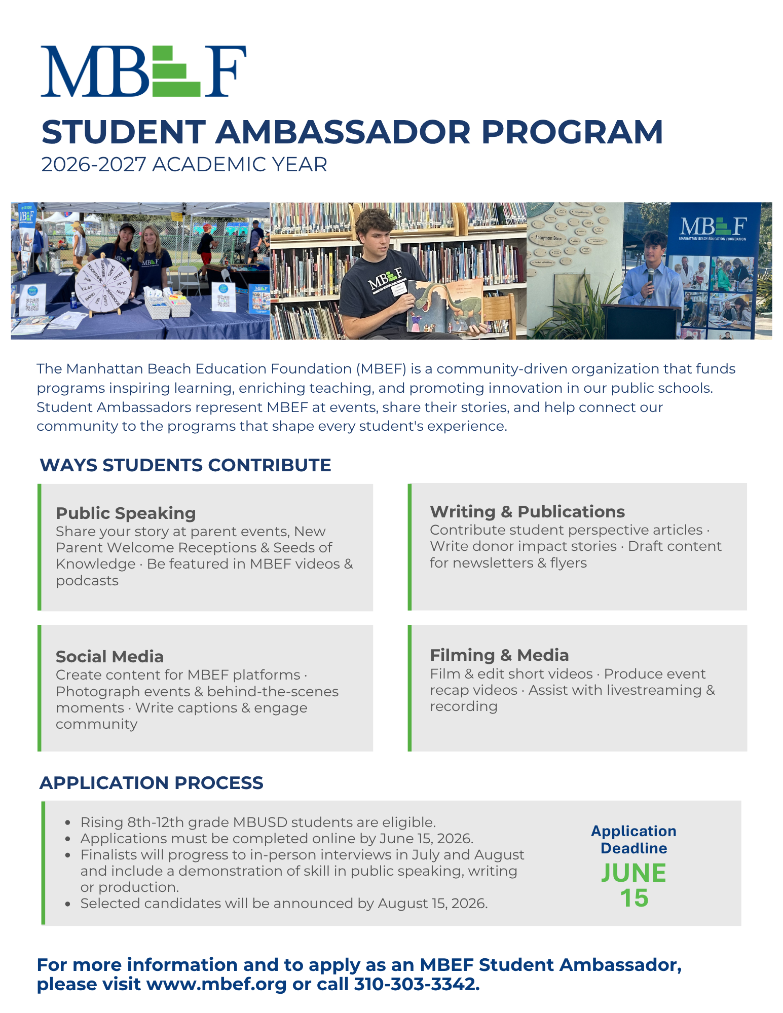 MBEF 2026-27 Student Ambassador Program Now Accepting Applications