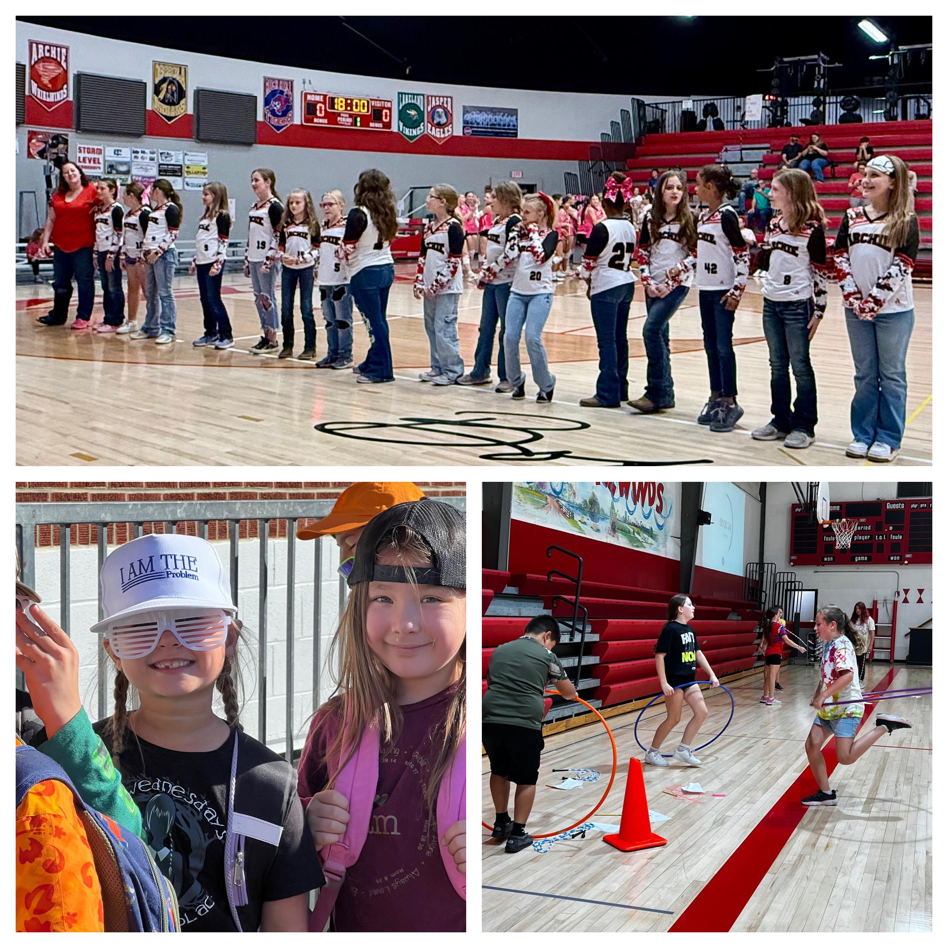 Volleyball, hat day, jump hula hoops
