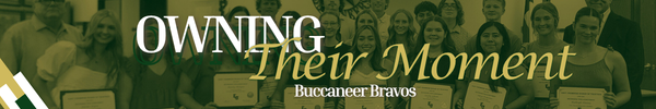 banner graphic owning their moments, buccaneer bravos