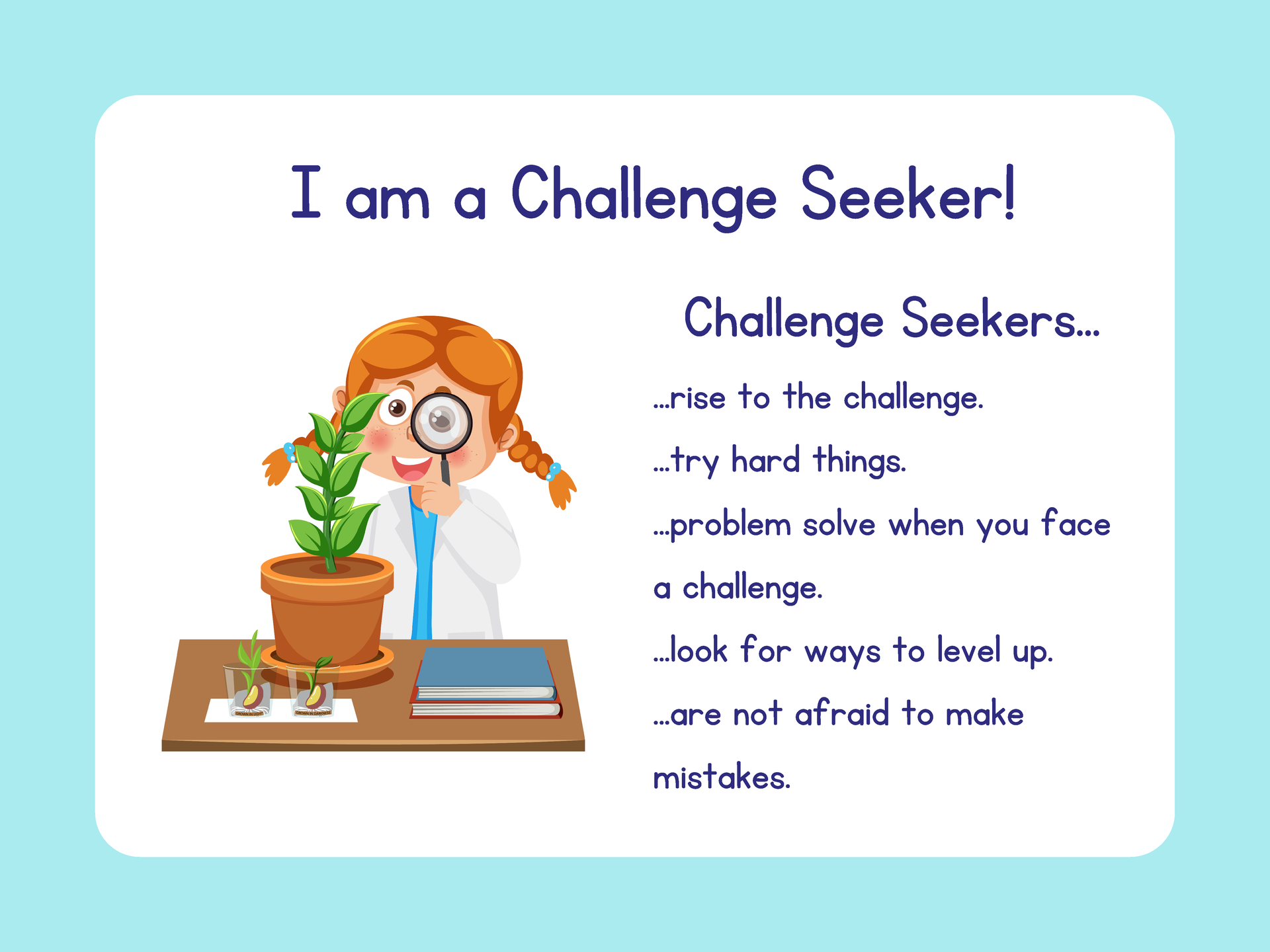 I am a Challenge Seeker! Challenge seekers rise to the challenge, try hard things, problem solve when you face a challenge, look for ways to level up, and are not afraid to make mistakes. 
