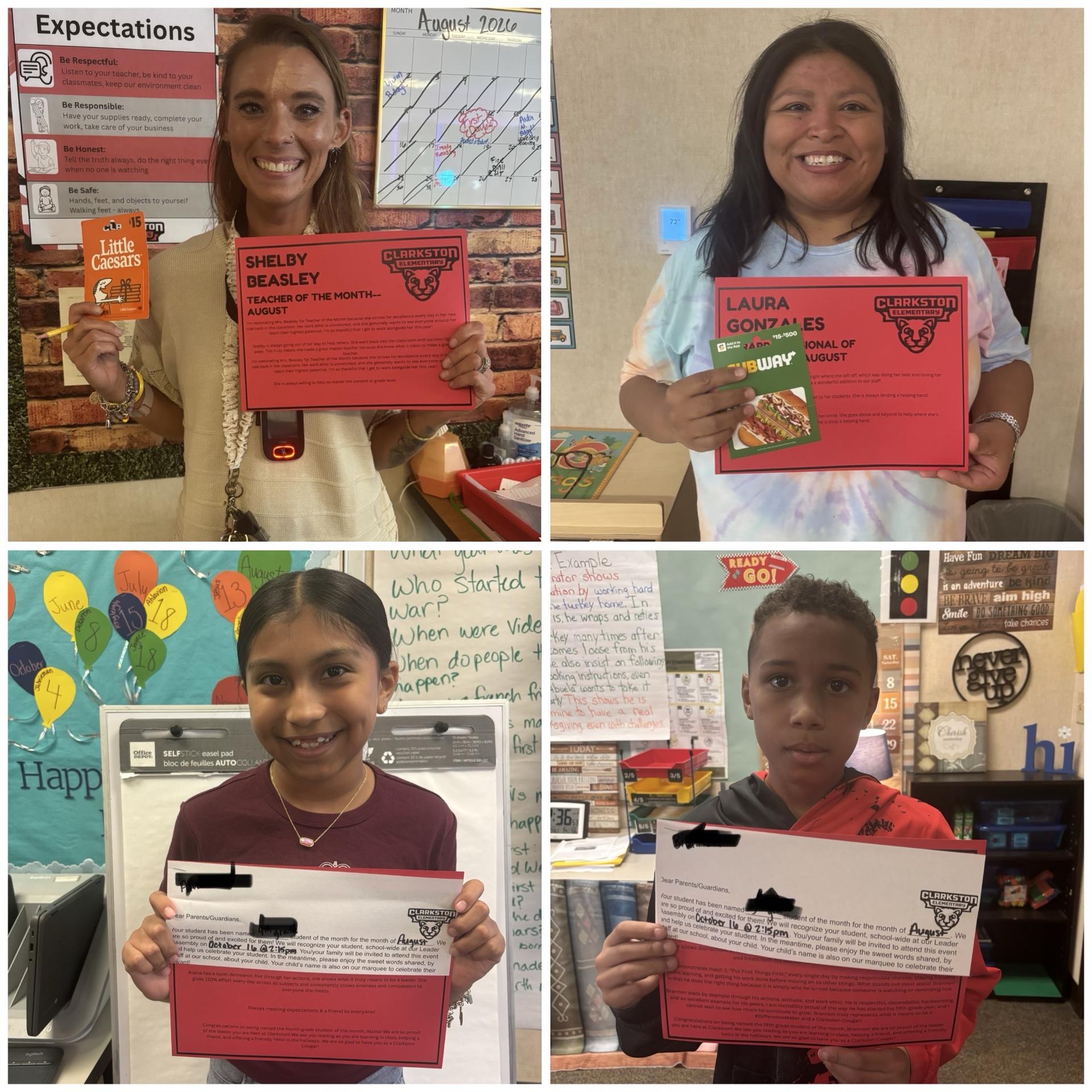 aug students of the month