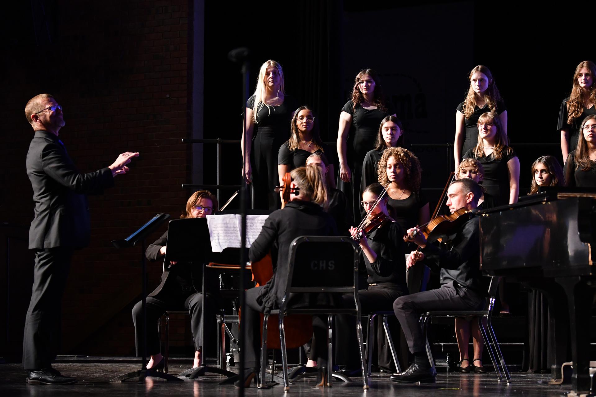 Students performing in a concert
