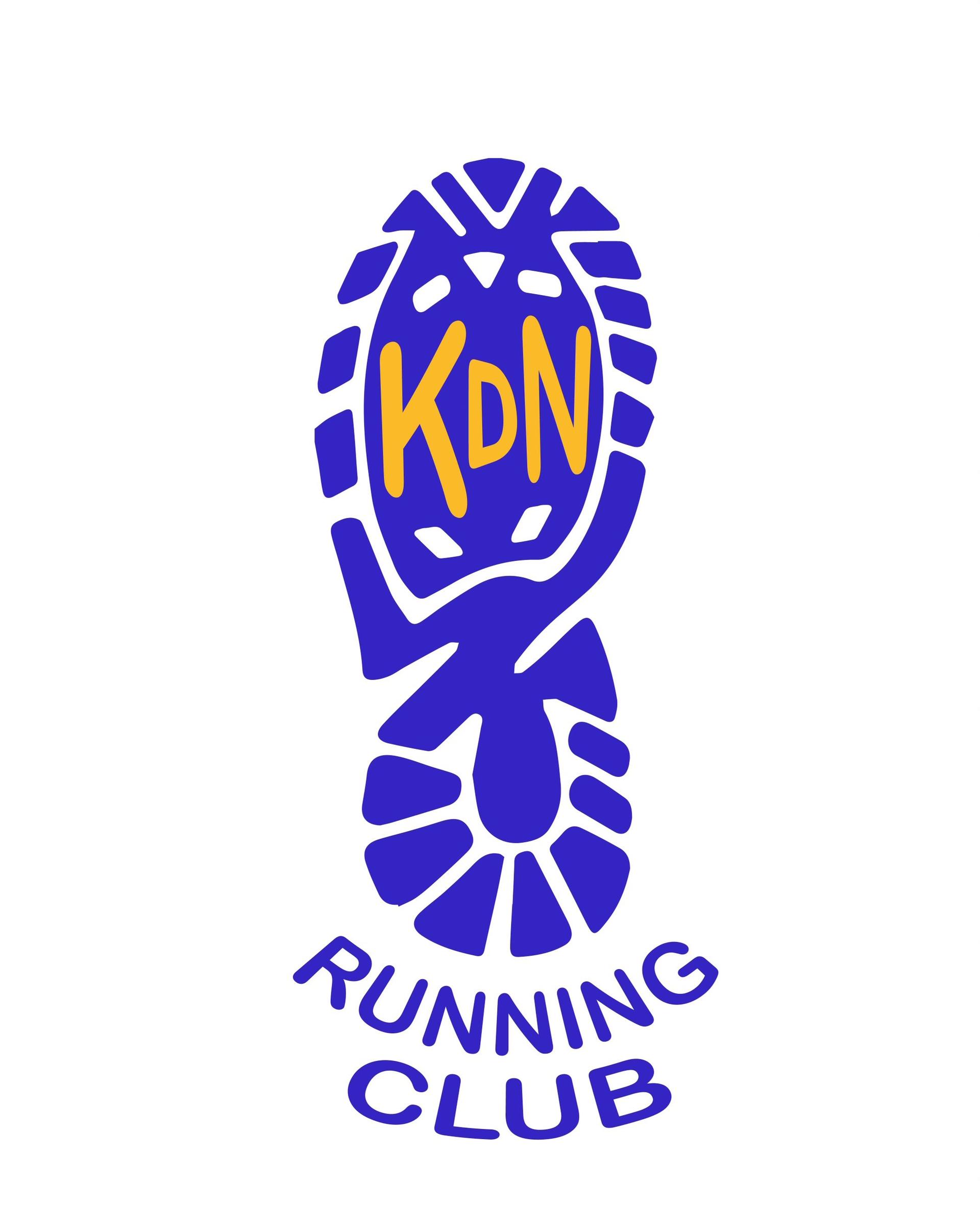 blue footprint with KDN Running Club at bottom