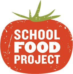 tomato with the following words printed on it, school food project