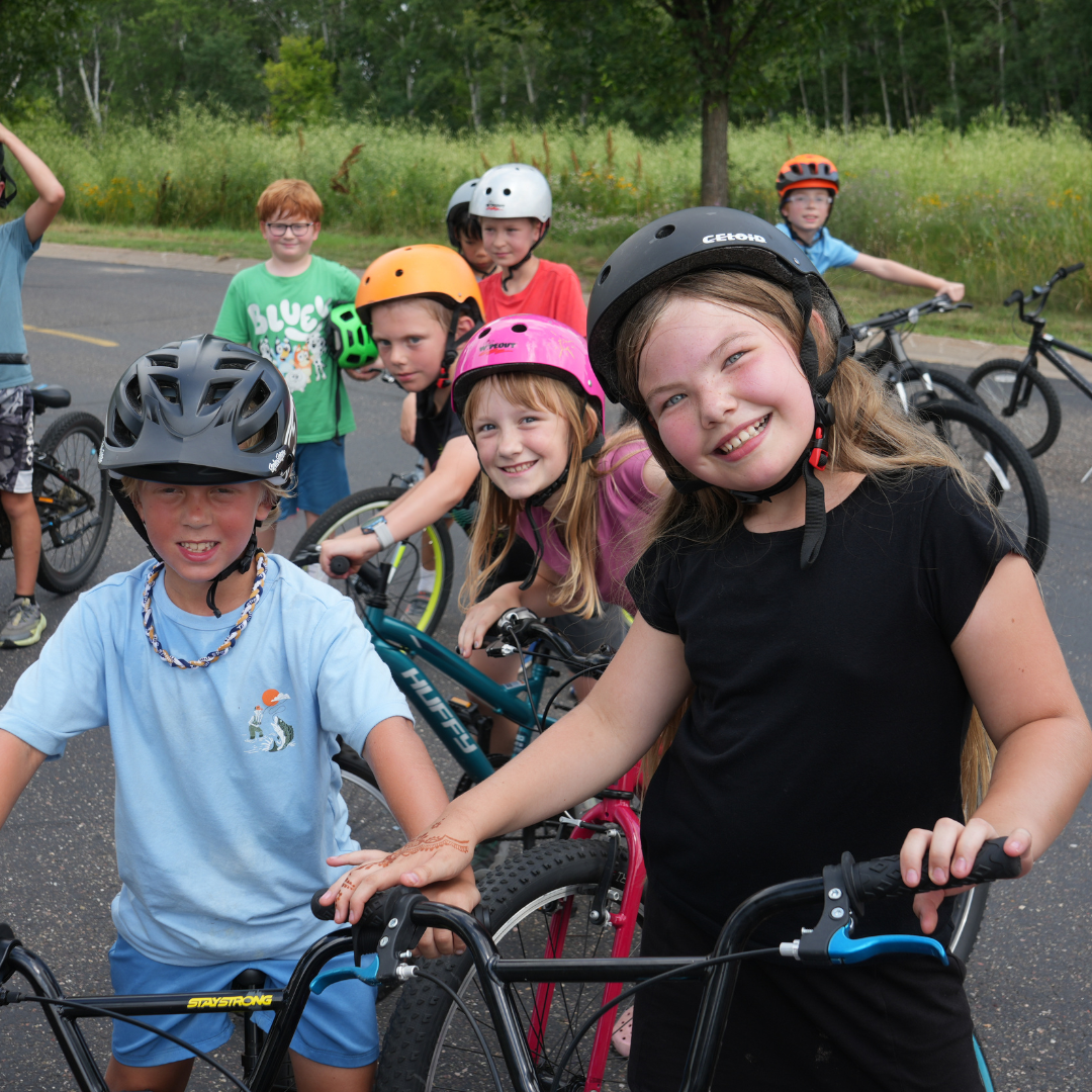 Students riding bicycles 