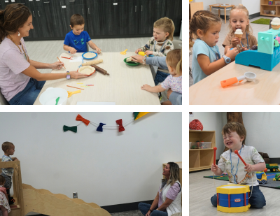 Young kids playing with Parents as Teachers instructors