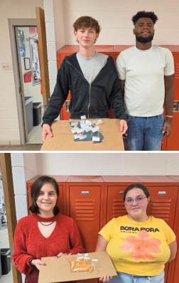 4 students display shape of Missouri made out of Play-Doh