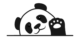 Clipart of a panda peeking up over a line and waving.