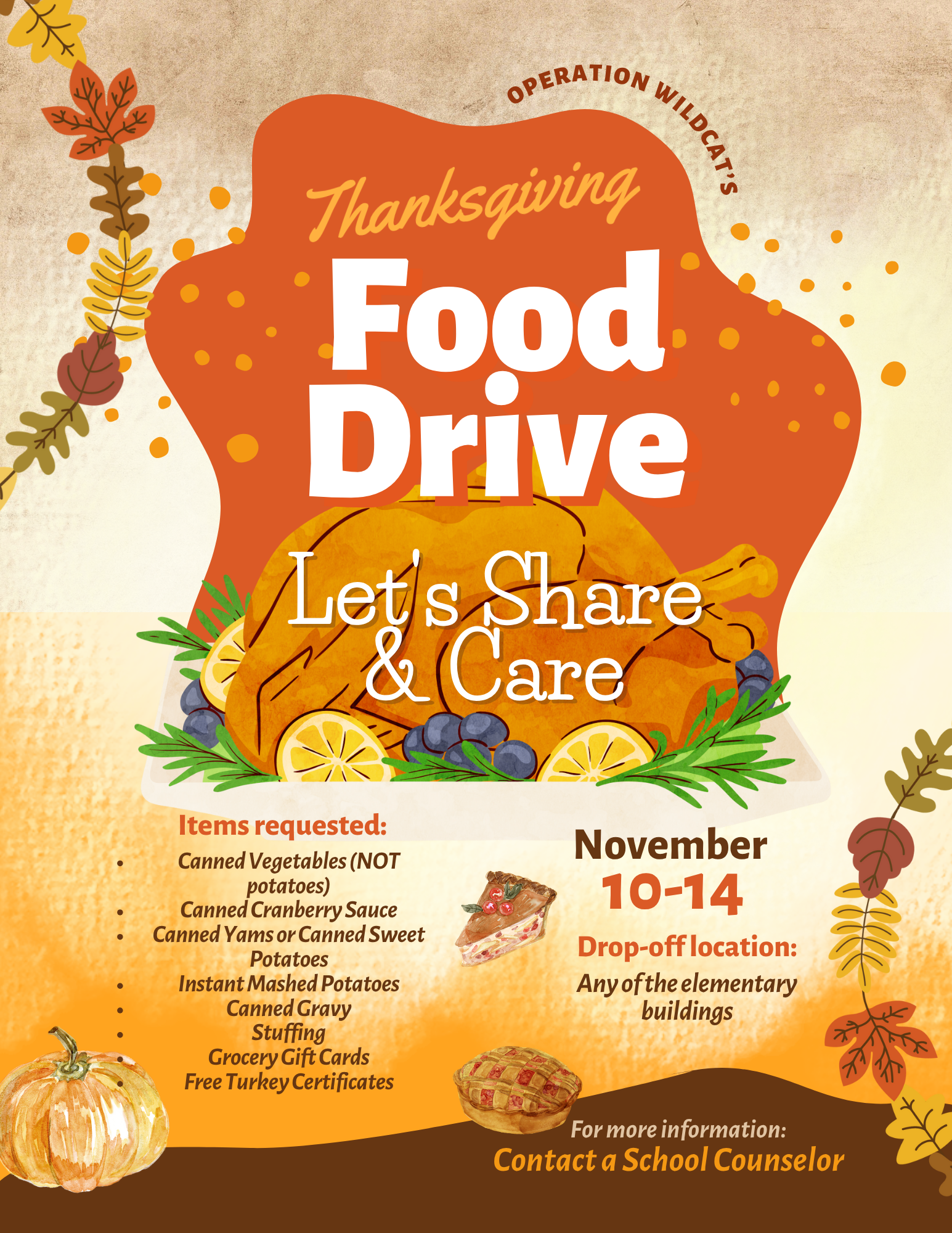 Flyer advertising Thanksgiving Food Drive