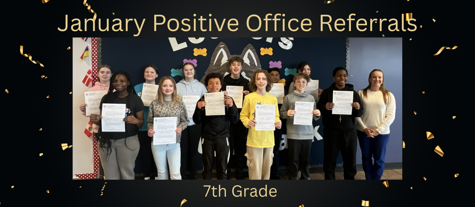 Photo of 7th grade positive officer referral students.
