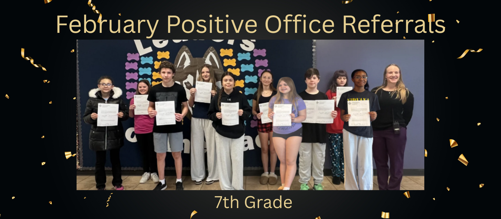 Photo of 7th grade positive officer referral students.