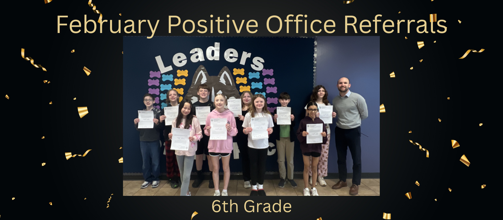 Photo of 6th grade positive officer referral students.