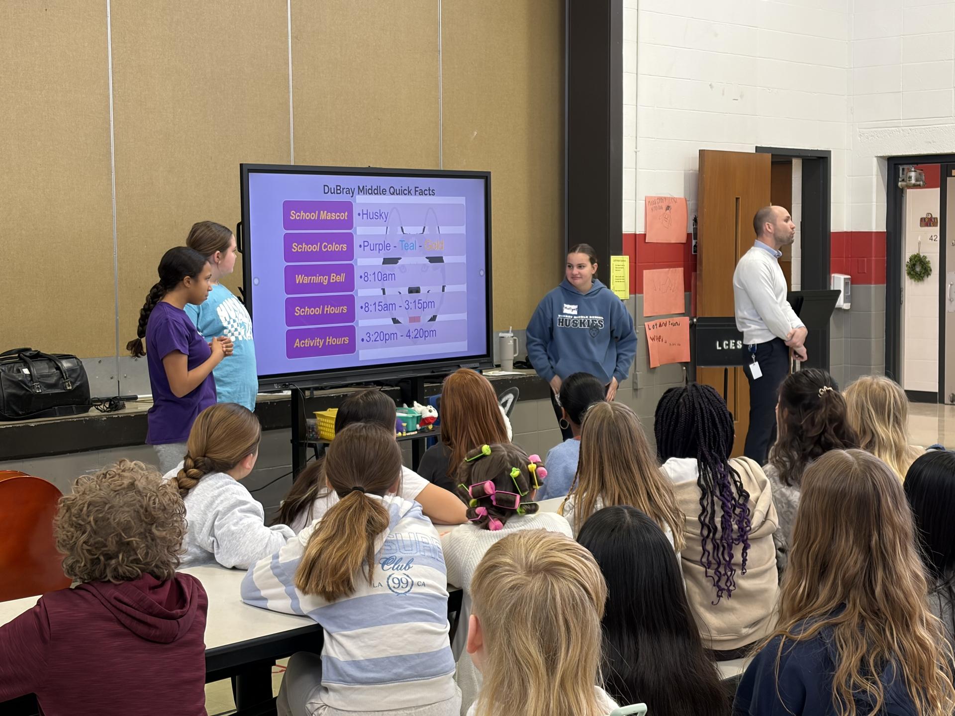 Photo of DMS presentation at elementary schools.