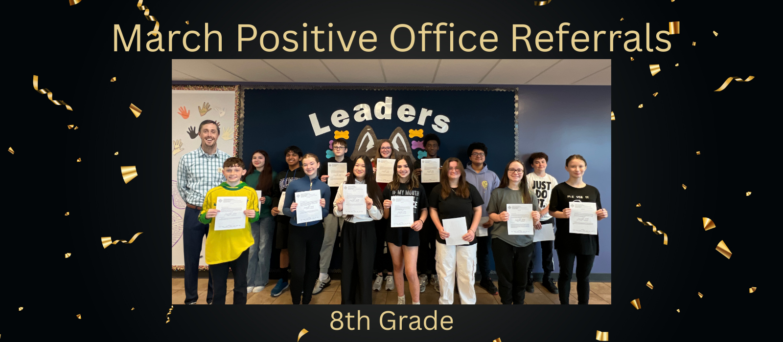 Photo of 8th grade positive office referral students.