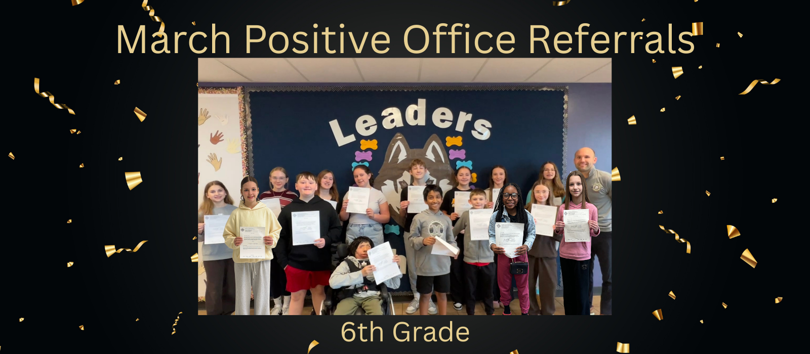 Photo of 6th grade positive office referral students.