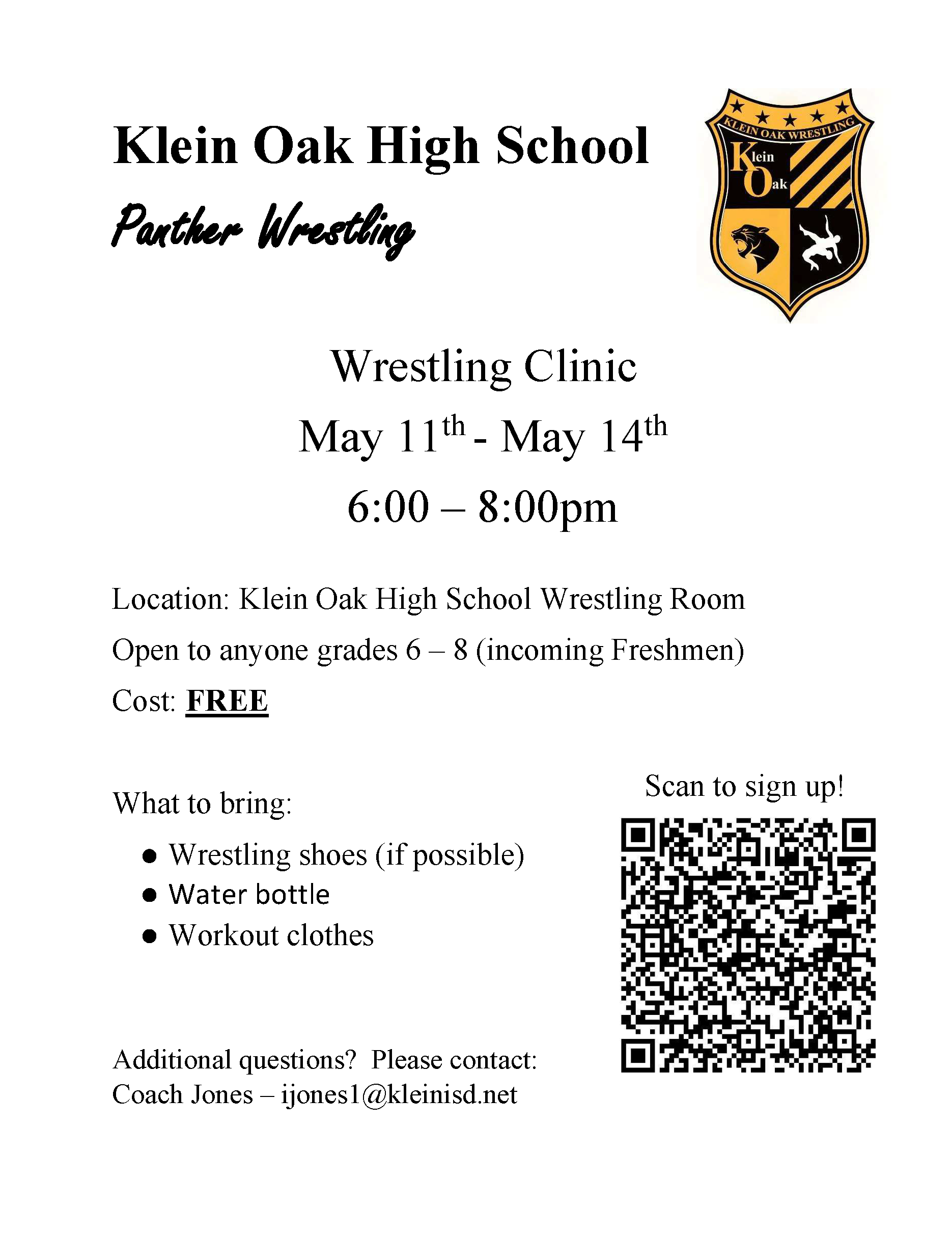 Klein Oak Wrestling Clinic