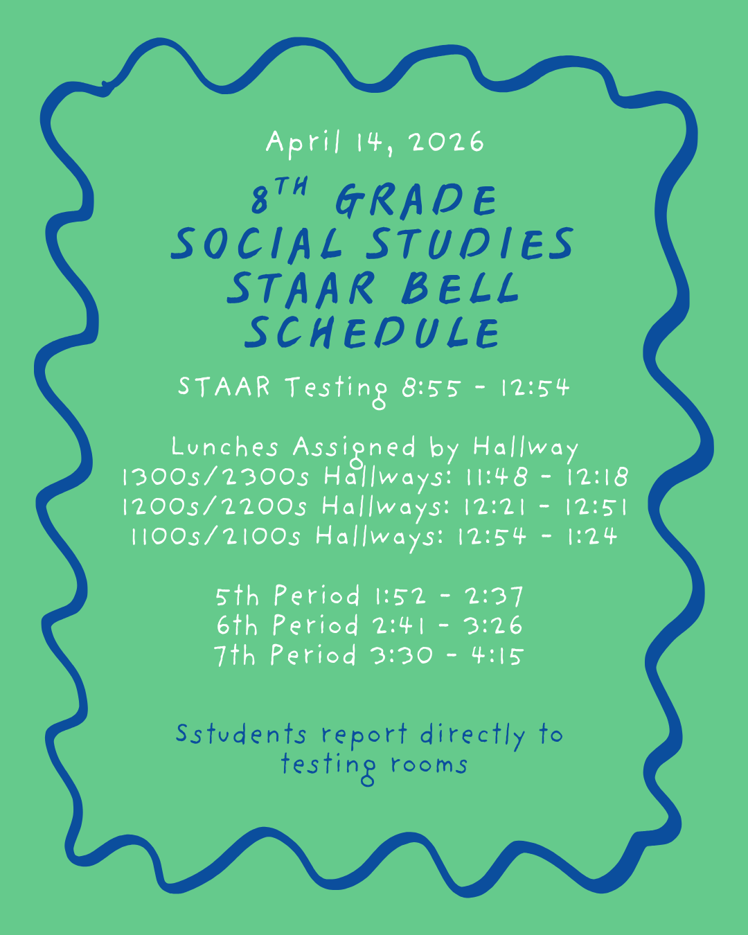 SS STAAR Bell Schedule