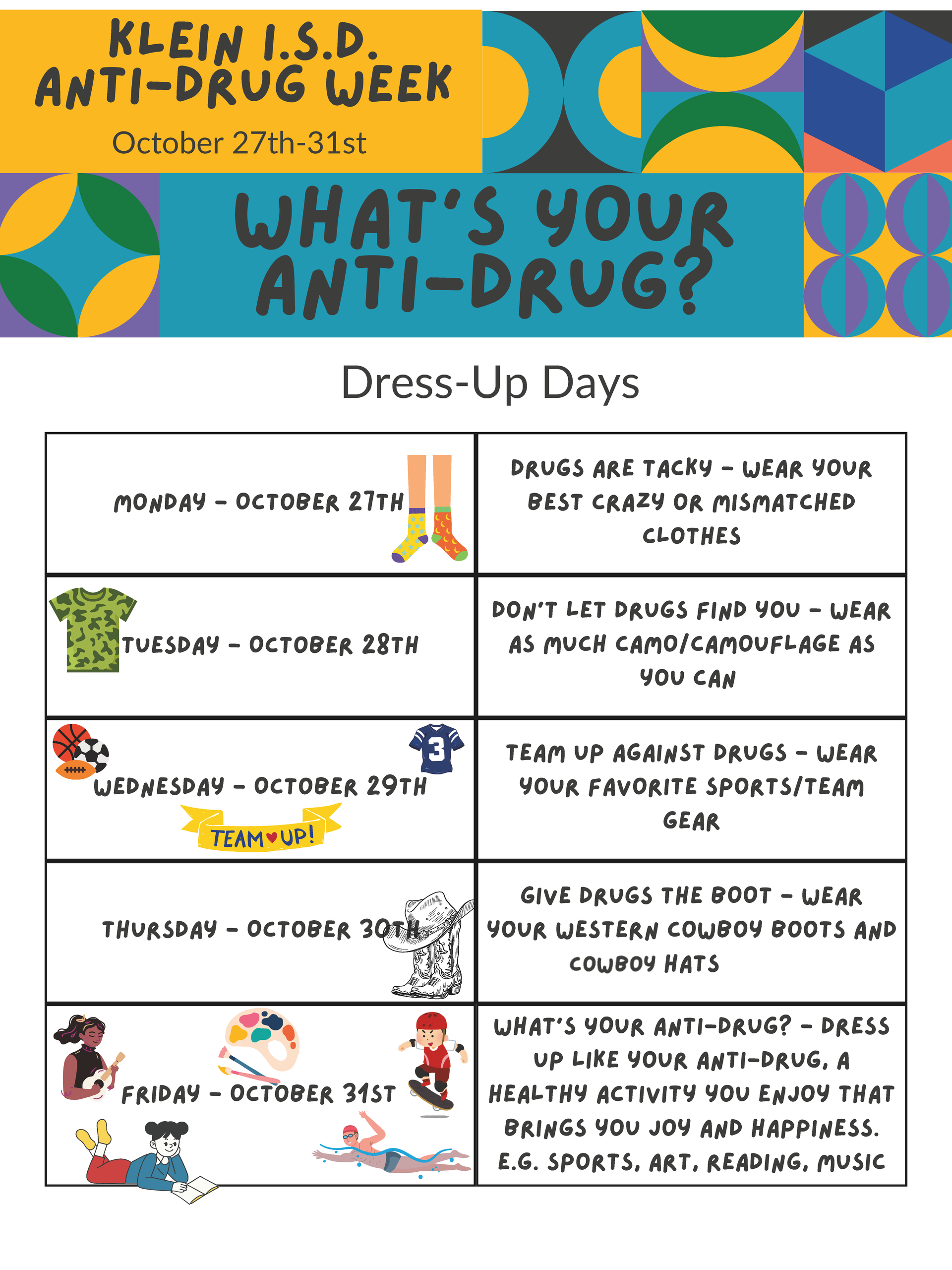 Klein I.S.D. Anti-Drug Dress Up Week