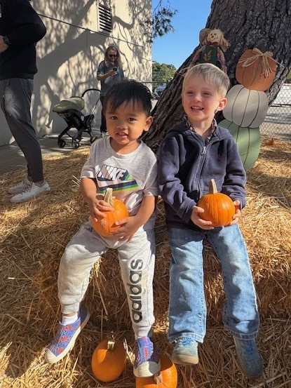 kids with pumpkins