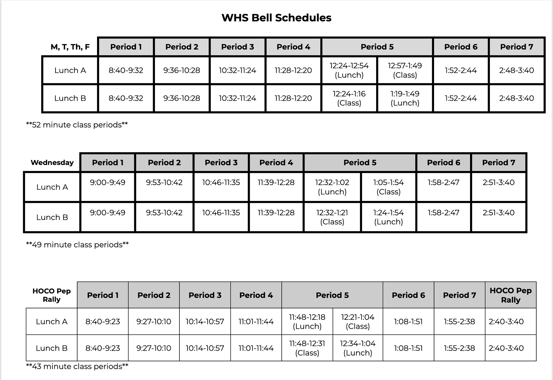 BELL SCHEDULE