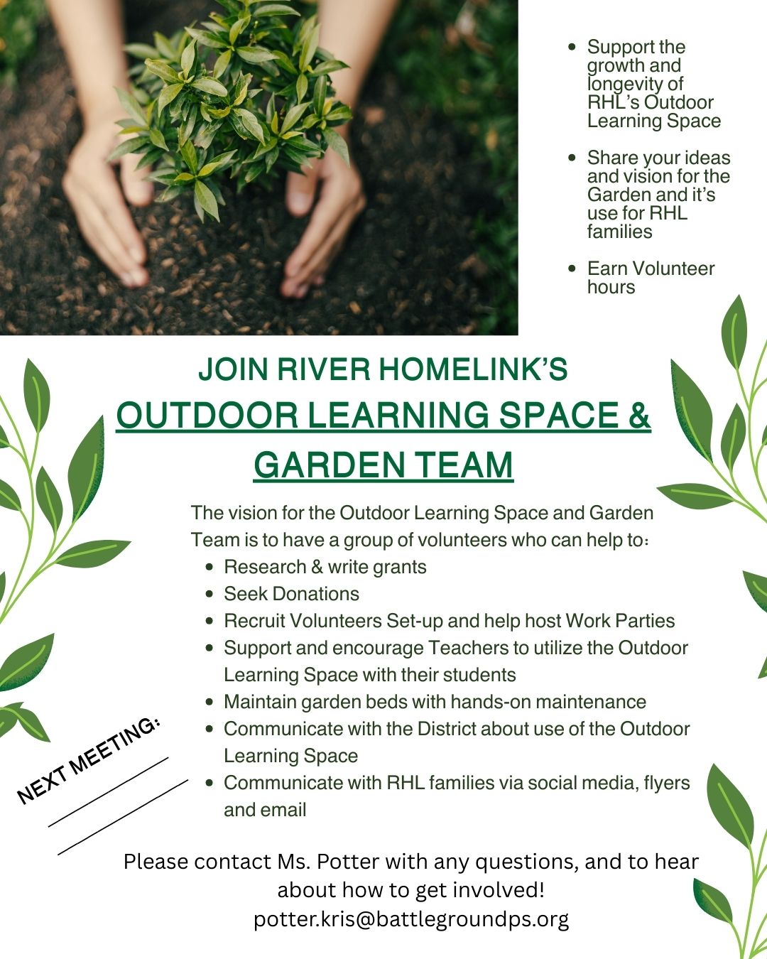 garden growing with hands around dirt