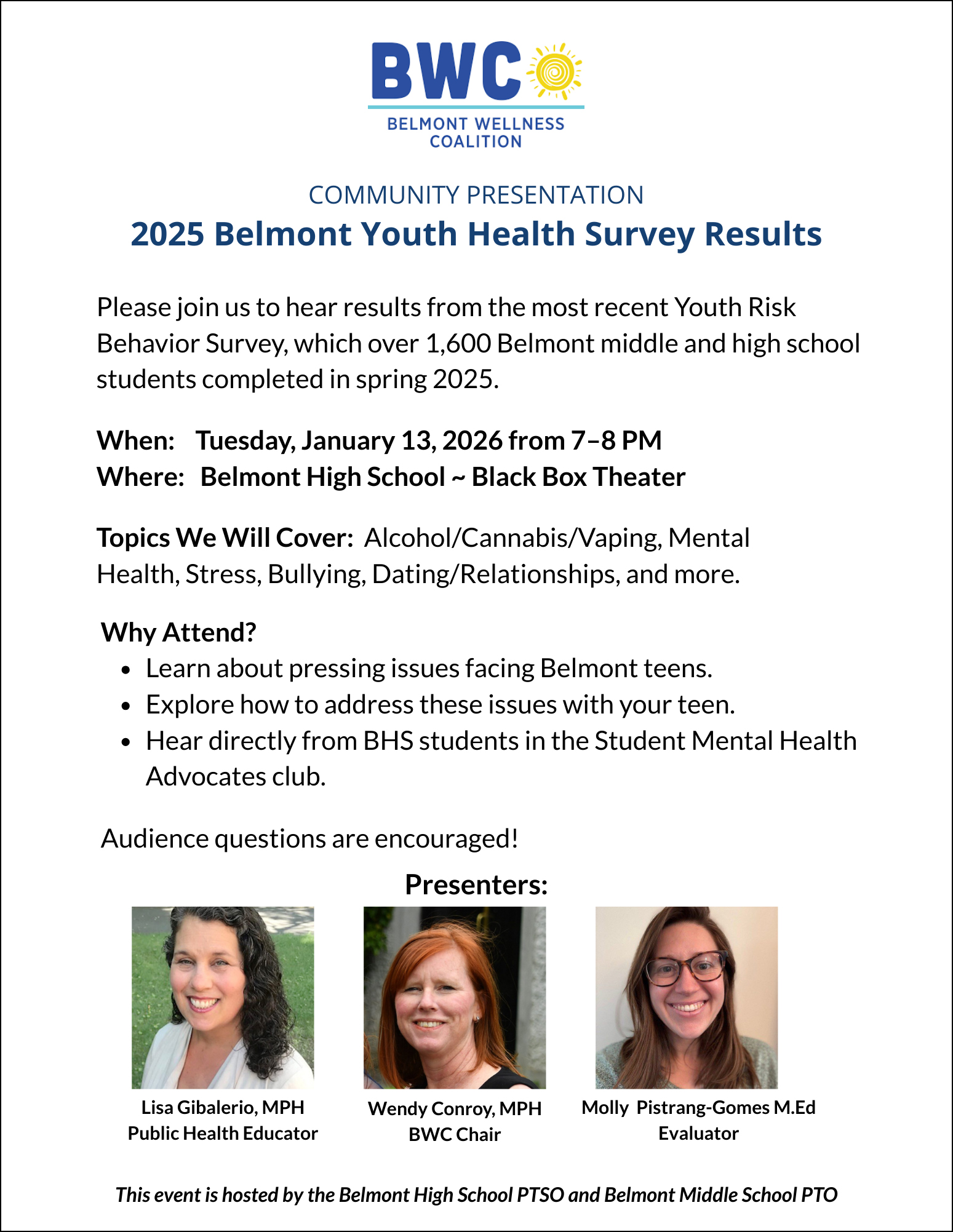 Belmont Wellness Coalition 2025 Youth Health Survey Results