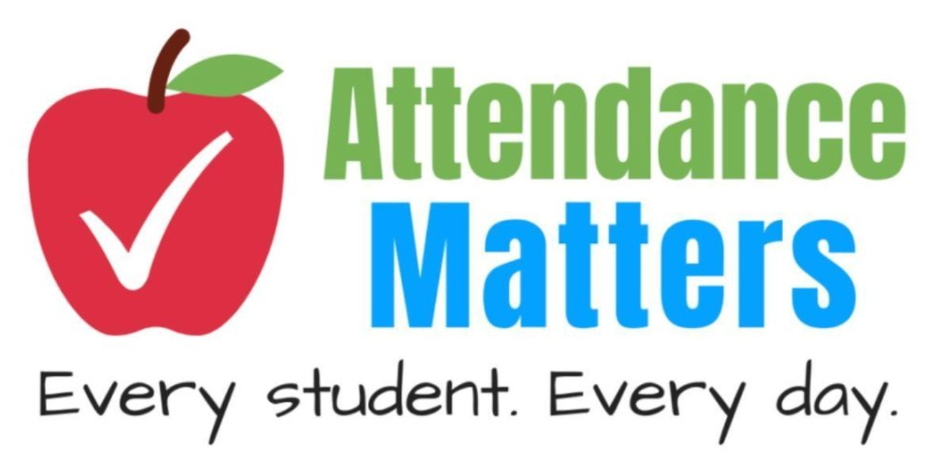 Attendance Matters- Every Student.  Every Day.  Apple with a check.