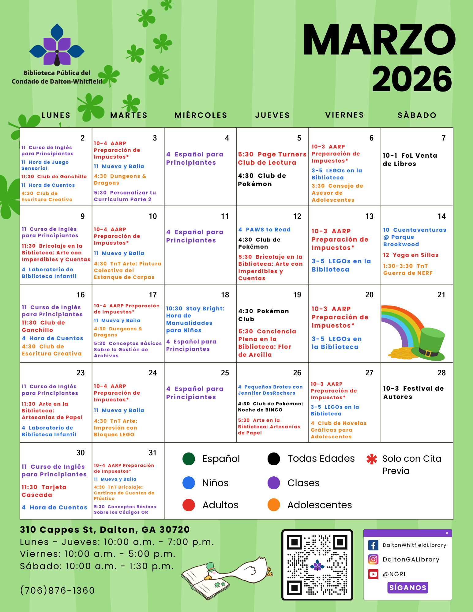 Marzo en la Biblioteca Pública del Condado de Dalton-Whitfield