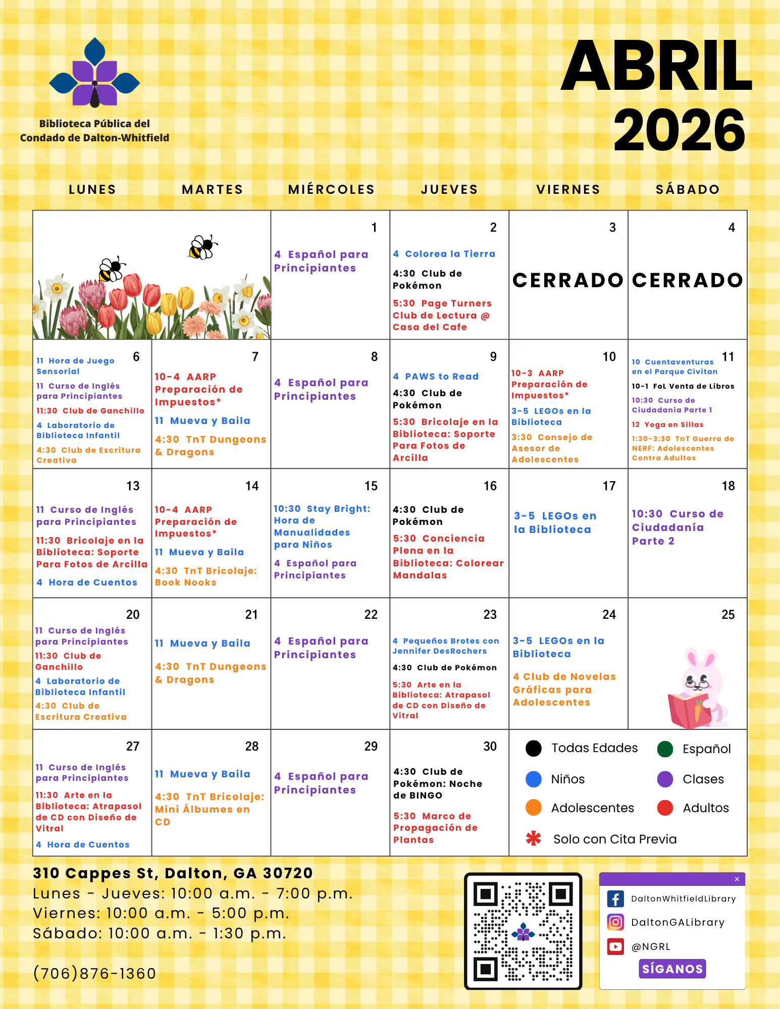 Marzo en la Biblioteca Pública del Condado de Dalton-Whitfield