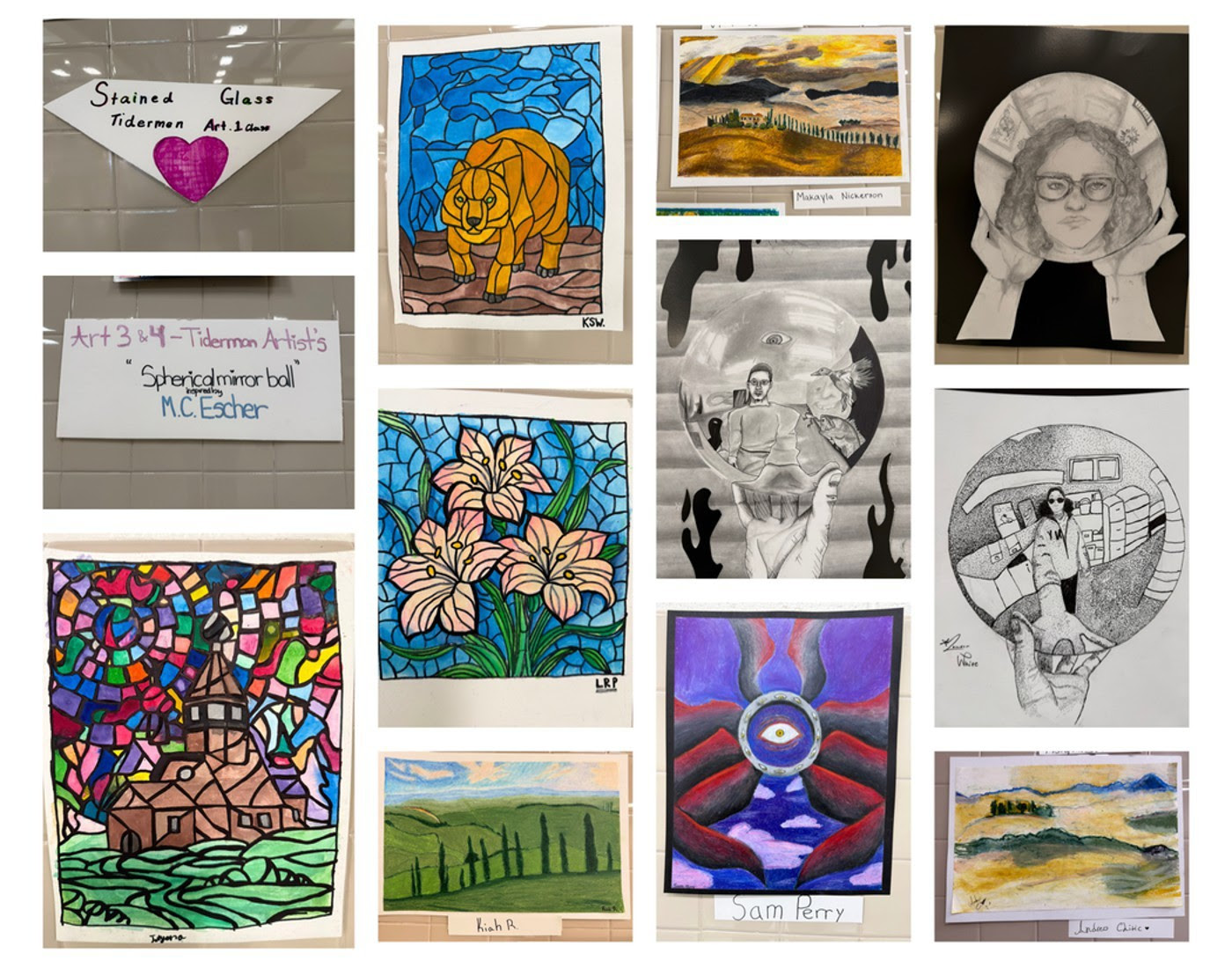 picture of a collection of student artwork