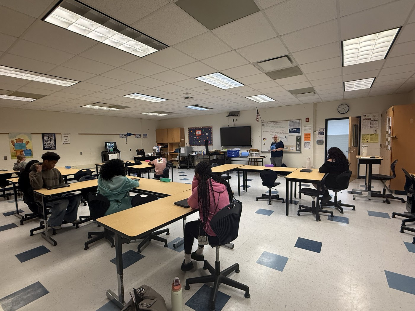 Picture of students pretend testing