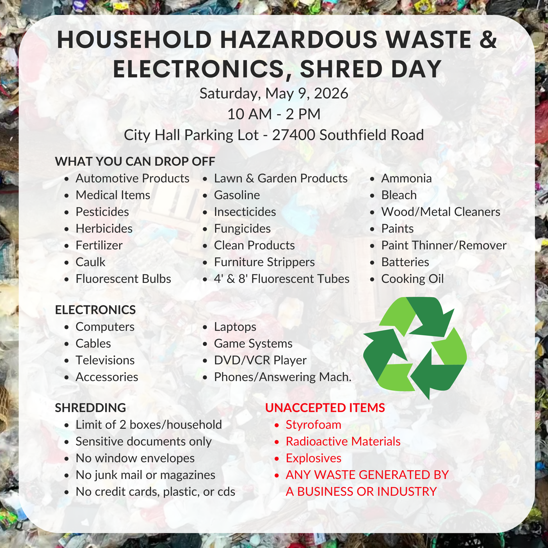 Household Hazardous Waste Day Flyer