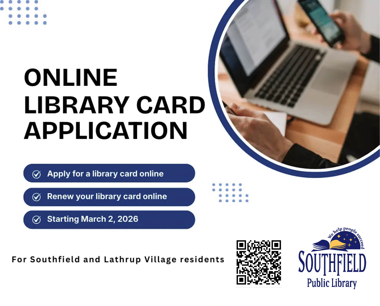 Online Library Card with SPL Logo and QR Code