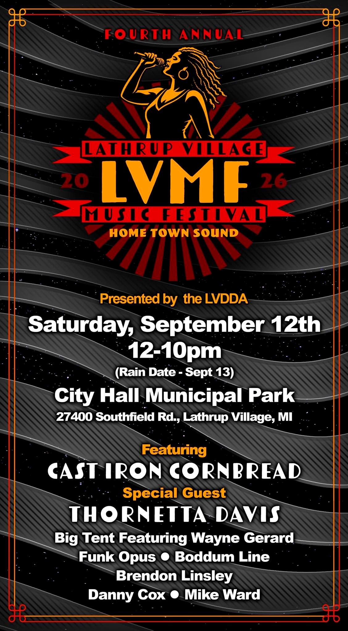 Lathrup Village Music Festival 2026 Lineup Flyer